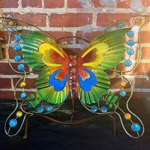 2 Piece Set | Grand Mountable Metal Display Butterfly & Stand